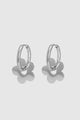 Daisy Charm Silver Plated Hoop Earring