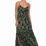 Khaki pattern maxi dress