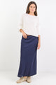 Bliss Navy Linen Blend Bias Midi Skirt