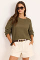Dawn Light Khaki Crochet Knit Jumper