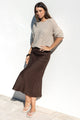 Bliss Dark Chocolate Linen Bias Midi Skirt