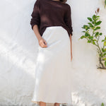 Bliss Natural Linen Bias Midi Skirt