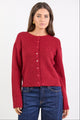 Daydream Red Crewneck Rib Fluffy Cardigan