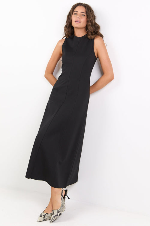 Define Black Panelled Sleeveless Maxi Dr