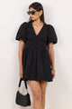 Defining Black Poplin Stretch Back Mini Dress