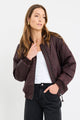 Division Chocolate Zip Front Puffer Bomber Jacket