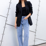Dock Black Ramie Rolled Sleeve Blazer