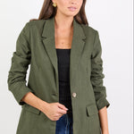 Dock Khaki Ramie Rolled Sleeve Blazer