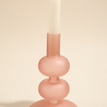 frosted pink glass candle holder