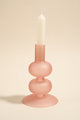 Double Bubble Frosted Pink 14cm Glass Taper Candle Holder