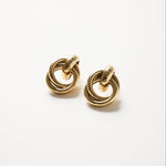 Double Thick Circle Gold Stud Earrings
