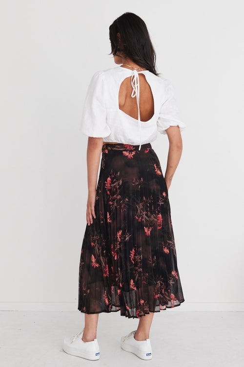 Glamour Black Orchid Chiffon Pleated Midi Skirt WW Skirt By Rosa.   