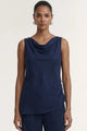 Helena Navy Cowl Sleeveless Top