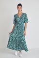 Ocean Green Ditsy Ss Wrap Midi Dress