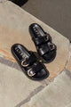 Cruise Black Leather Double Buckle Slide