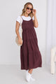 Eden Raisin Cupro Strappy Tiered Empire Midi Dress