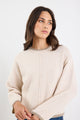 Edge Ivory Mock Neck Contrast Trim Jumper
