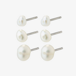 set of 3 fresh water pearl stud earrings