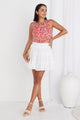 Lexi White Shirred Cotton Multi Tiered Mini Skirt