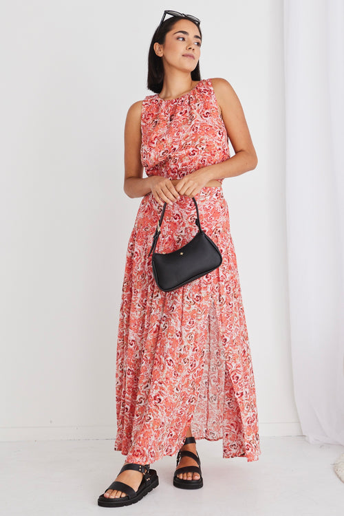 Aquarius Cinnamon Floral Tiered Split Front Maxi Skirt WW Skirt Ivy + Jack   