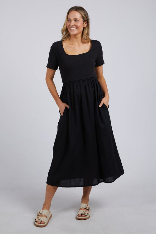 Ella Black SS Midi Dress WW Dress Foxwood   