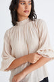 Embrace Champagne Textured High Neck Shirred Top