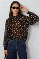 Emphatic Black Polka Dot Georgette High Neck LS Top