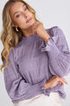 Emphatic Winter Lilac Shirred Cotton LS Top