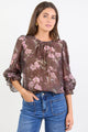 Endless Chocolate Floral Blouson Sleeve LS Top