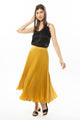 Enticing Silkie Gold Satin Pleated Skirt