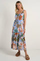 Estela Blue Floral Strappy Floaty Maxi Dress