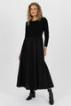 Eva Black Jersey Poplin LS Dress