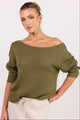 Eventide Khaki Off Shoulder Long Sleeve Jumper