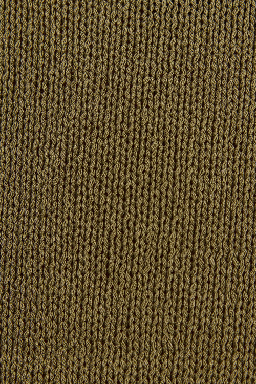 Close-up of a ribbed knit fabric texture in a warm olive-brown color.