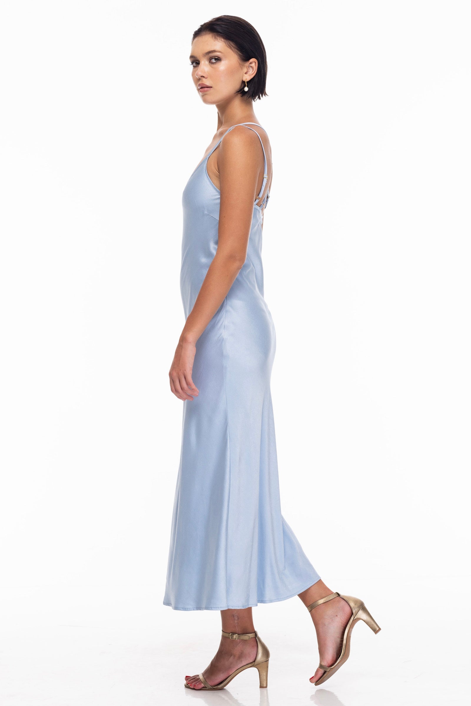 Shop Evermore Blue Cloud Satin Slip Dress Flo & Frankie — free download