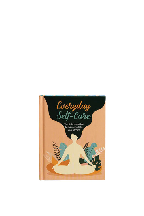 Book titled 'Everyday Self-Care' with a silhouette of a person meditating on the cover.