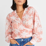 Evolve Blush Palms Wrap Shirt