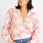 Evolve Blush Palms Wrap Shirt