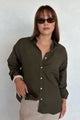 Exalted Khaki Linen Viscose Oversized Shirt
