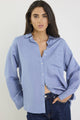 Exalted Sky Blue Linen Viscose Oversized Shirt