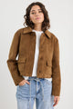 Exhibit Cinnamon Mock Suede Button Front Cropped Jacket