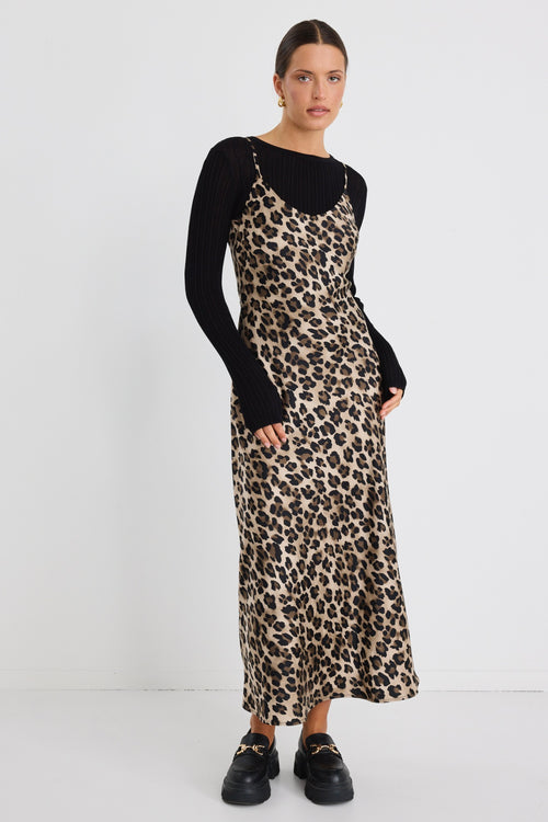 Shop Exhibition Animal Satin V Neck Slip Dress | Flo & Frankie Shop Exhibition Animal Satin V Neck Slip Dress | Flo & Frankie