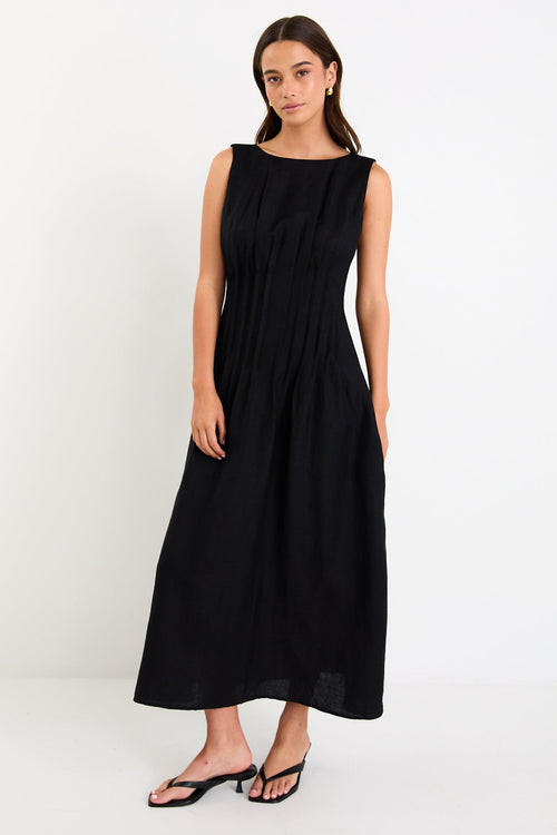 black linen francis maxi dress fitted lace wedding dress Black Linen Francis Maxi Dress