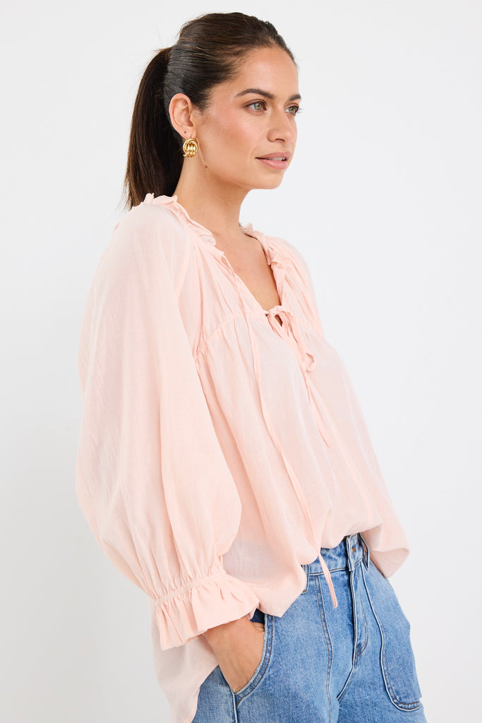 Expression Rosewater Voile SS Tie Front | Flo & Frankie
