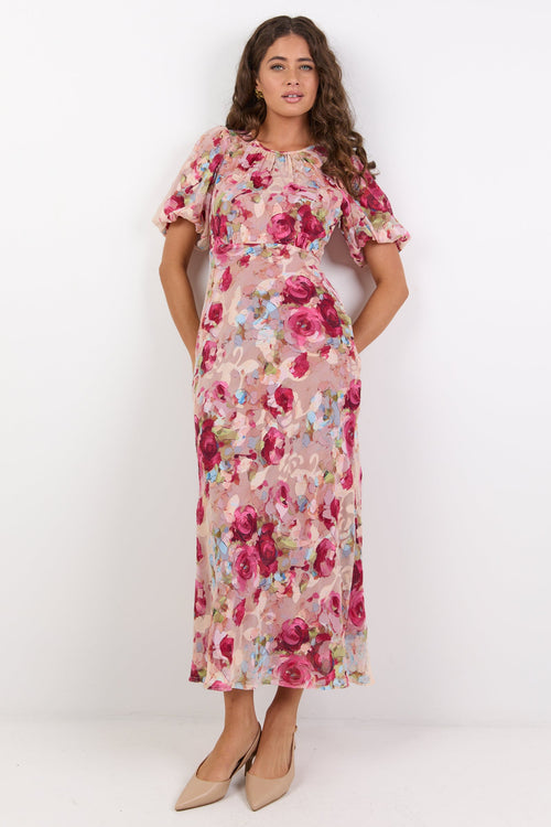 knee length dresses for ladies Remie Rose Floral Midi Dress main image 1