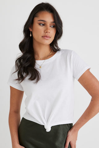 Timely White Tie Front Organic Tee