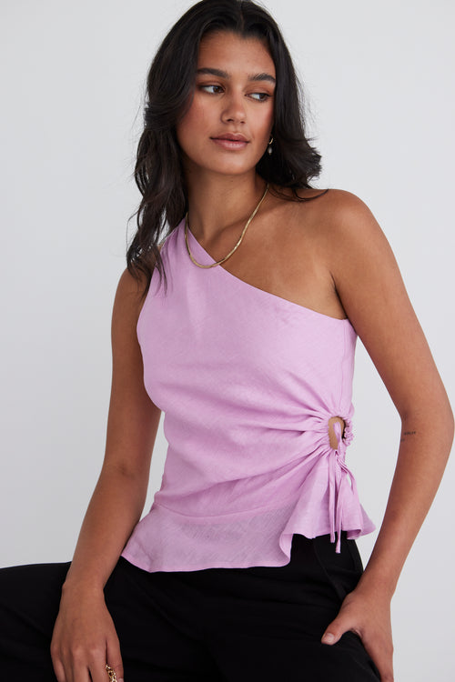 Fairytale Lilac Pink One Shoulder Cutout Top WW Top Among the Brave   