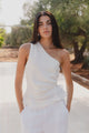 Fairytale White Linen One Shoulder Cutout Top