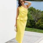 Collide Citron Satin Bias Cut Midi Skirt WW Skirt Among the Brave   