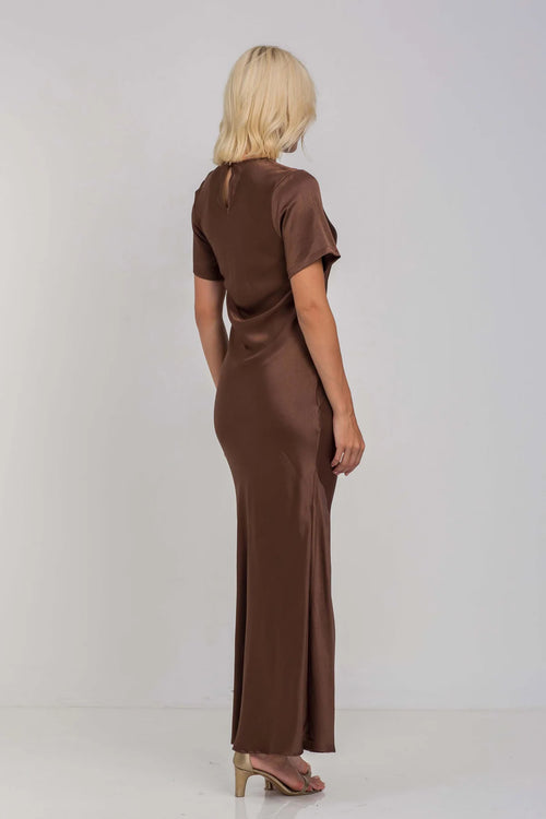 Shop Falling In Love Chocolate SS Satin Maxi Dress | Flo & Frankie Shop Falling In Love Chocolate SS Satin Maxi Dress | Flo & Frankie